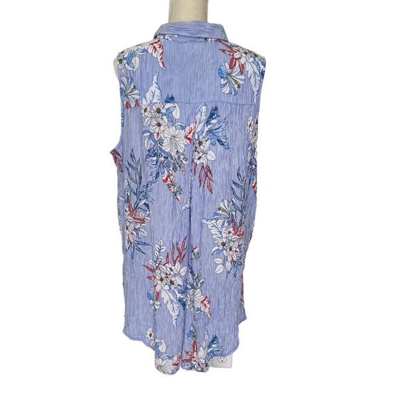 Catherines Pin Stripe Floral Sleeveless Top Shirt Women’s Plus Size 18/20 W - Picture 4 of 7